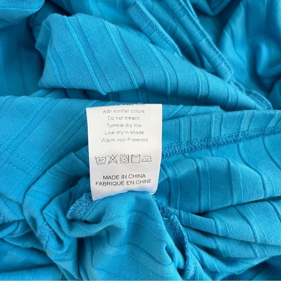 RIBBED LONG SLEEVE ROMPER MEDIUM IN BLUE DRAWSTRING WAIST KEYHOLE BACK M7J753 - Picture 8 of 16